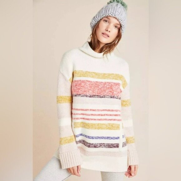 Anthropologie Elana Tunic Sweater Striped Women’s WOOL ALPACA Blend Size XS - Picture 2 of 14